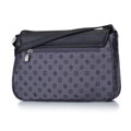 Kožená a žakárová crossbody kabelka s monogramom sivá 93-4-247-8