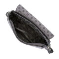 Kožená a žakárová crossbody kabelka s monogramom sivá 93-4-247-8