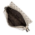 Kožená a žakárová crossbody kabelka s monogramom béžová 93-4-247-9