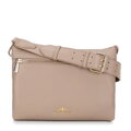 Trojpriehradová kožená crossbody kabelka, béžová 99-4E-013-9