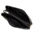 Trojpriehradová kožená crossbody kabelka, čierna 99-4E-013-1