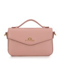 Dámska crossbody kabelka z hrachovej kože, ružová 99-4E-617-P