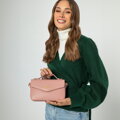 Dámska crossbody kabelka z hrachovej kože, ružová 99-4E-617-P