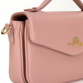 Dámska crossbody kabelka z hrachovej kože, ružová 99-4E-617-P