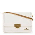 Kožená crossbody s odnímateľnou retiazkou, krémová 100-4E-207-0