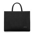 Dámska shopper kabelka zo saffiano kože, čierna a strieborná 100-4E-619-1S