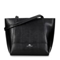 Shopperka ze skóry lizard z przeszyciami czarno - srebrna 29-4E-626-1S
