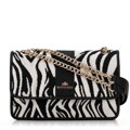 Dámska Žakárová crossbody kabelka na retiazke, krémová a čierna 99-4E-502-X12