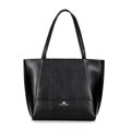 Shopperka ze skóry lizard z przeszyciami czarno - srebrna 29-4E-626-1S