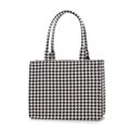 Dámska žakárová shopper kabelka so strapcom, čierna a biela 99-4E-501-X3