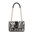 Dámska Žakárová crossbody kabelka na retiazke, krémová a čierna 99-4E-502-X12