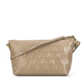 Dámska crossbody kabelka z kože s prešívaním béžová 99-4E-635-9
