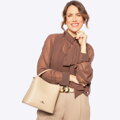 Trojpriehradová kožená aktovka béžová 100-4E-216-9