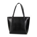 Shopperka ze skóry lizard z przeszyciami czarno - srebrna 29-4E-626-1S