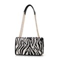 Dámska Žakárová crossbody kabelka na retiazke, krémová a čierna 99-4E-502-X12