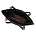 Shopperka ze skóry lizard z przeszyciami czarno - srebrna 29-4E-626-1S