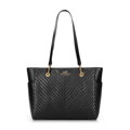 Kožená shopper kabelka s bočnými vreckami, čierna 100-4E-627-1