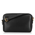 Damska torebka crossbody ze skóry w przeszycia czarna 100-4E-629-1