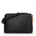 Dámska kožená crossbody kabelka, dvojpriehradková, čierna 100-4E-631-1