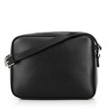 Kožená box crossbody kabelka, čierna 100-4E-634-1