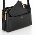 Dámska kožená crossbody kabelka, dvojpriehradková, čierna 100-4E-631-1