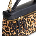 Kuferek damski ze skóry naturalnej w panterkę czarno - brązowy 102-4E-604-4