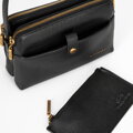 Dámska kožená crossbody kabelka, dvojpriehradková, čierna 100-4E-631-1