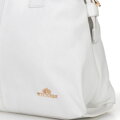 Dámska shopper kabelka z hrachovej kože, dvojpriehradková, biela 100-4E-805-0