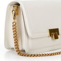 Kožená crossbody s odnímateľnou retiazkou, krémová 100-4E-207-0