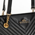 Kožená shopper kabelka s bočnými vreckami, čierna 100-4E-627-1