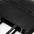 Dámska kožená shopper kabelka s veľkým logom, čierna 100-4E-635-1