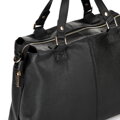 Dámska shopper kabelka z hrachovej kože, dvojpriehradková, čierna 100-4E-805-1