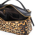 Kuferek damski ze skóry naturalnej w panterkę czarno - brązowy 102-4E-604-4