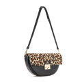 Torebka na ramię ze skóry naturalnej w motyw panterki czarno - brązowa 102-4E-002-11