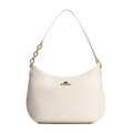 Kožená kabelka cez rameno s retiazkou, krémová 100-4E-603-0