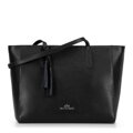 Torebka shopper ze skóry z chwostem czarno - srebrna 100-4E-610-1S