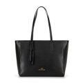 Torebka shopper ze skóry z chwostem czarno - złota 100-4E-610-1G