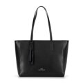 Torebka shopper ze skóry z chwostem czarno - srebrna 100-4E-610-1S