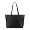 Torebka shopper ze skóry z chwostem czarno - złota 100-4E-610-1G