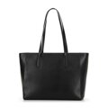 Torebka shopper ze skóry z chwostem czarno - srebrna 100-4E-610-1S