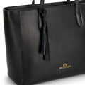 Torebka shopper ze skóry z chwostem czarno - złota 100-4E-610-1G