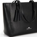 Torebka shopper ze skóry z chwostem czarno - srebrna 100-4E-610-1S