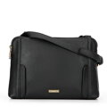 Dámska crossbody kabelka, dvojpriehradková, čierno-zlatá 100-4Y-009-1G