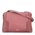 Dámska crossbody kabelka, dvojpriehradková, zaprášená ružová 100-4Y-009-P