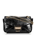 Mini crossbody kabelka z lesklej ekokože čierna 100-4Y-216-1