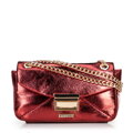 Mini crossbody kabelka z lesklej ekokože červená 100-4Y-216-3