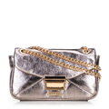 Mini crossbody kabelka z lesklej ekokože sivá 100-4Y-216-8