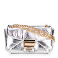 Mini crossbody kabelka z lesklej ekokože strieborná 100-4Y-216-S