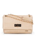 Dámska zapletená crossbody kabelka na retiazke, béžová 100-4Y-414-9