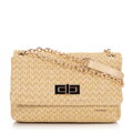 Dámska zapletená crossbody kabelka na retiazke, béžovo-zlatá 100-4Y-414-99
